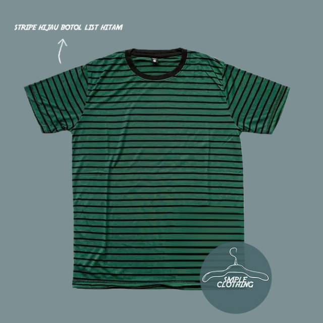 BAJU BELANG - BAJU SALUR - KAOS POLOS - KAOS STRIPE - BAJU POLOS BAJU STRIPE HIJAU BOTOL LIST HITAM