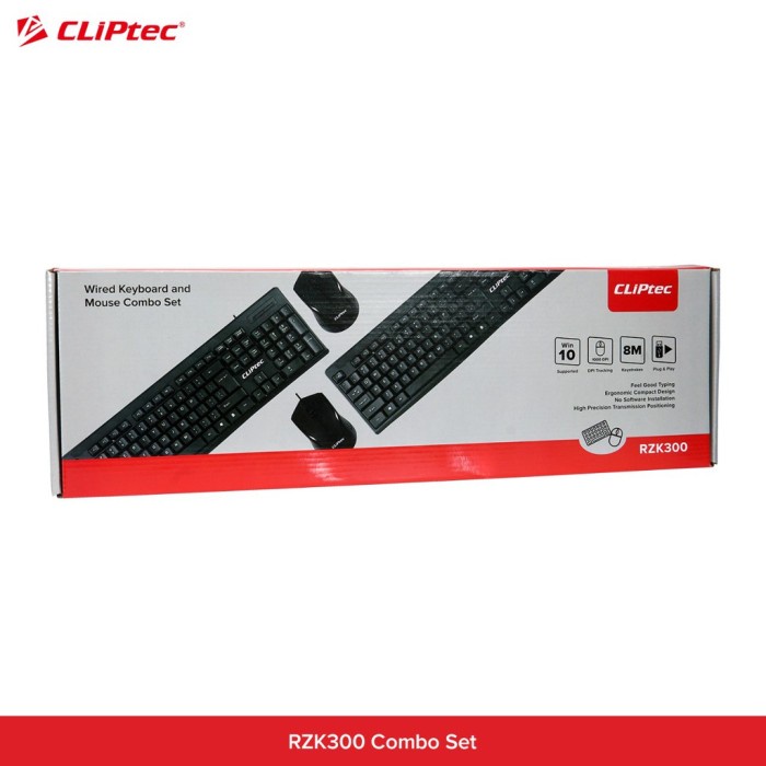 Keyboard Mouse CLIPtec RZK300 Combo USB 1000DPI - CLIPTEC RZK 300