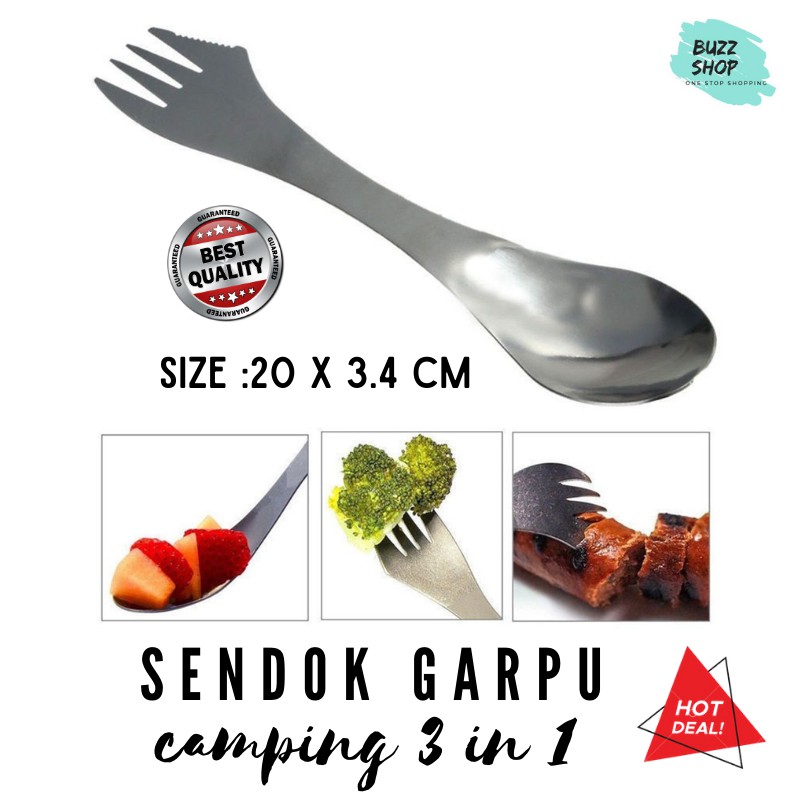 Sendok Garpu 3 in 1 Stainless Camping Hiking Piknik KT-013