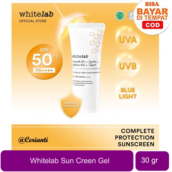 Whitelab UV Shield Tank Sunscreen Gel SPF 50++ PA++++ | Tabir Surya | Sunscreen Wajah_Cerianti