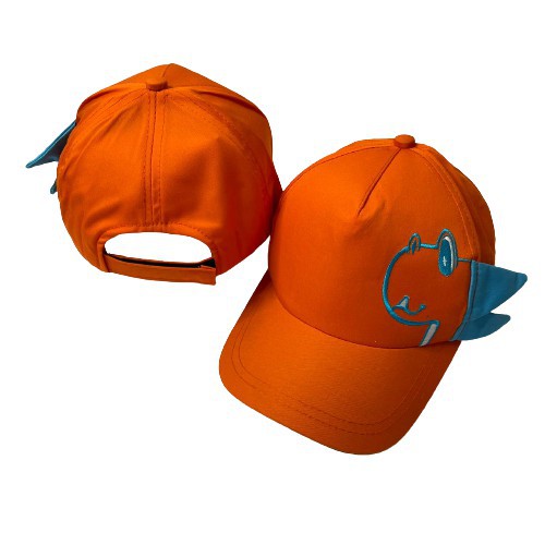 topi anak karakter dino costume nama suka suka bordir nama-ORANGE