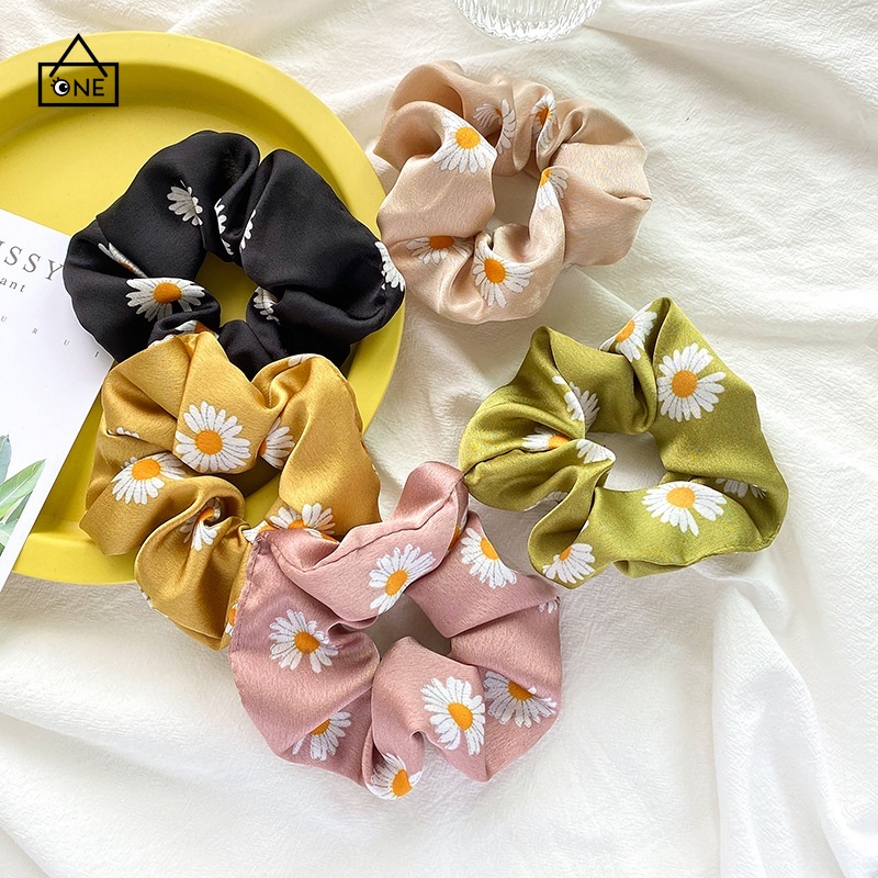 COD Korean Fashion Ikat Rambut Scrunchie Ponytail Elastis Bahan Satin Gelang Untuk Wanita A one