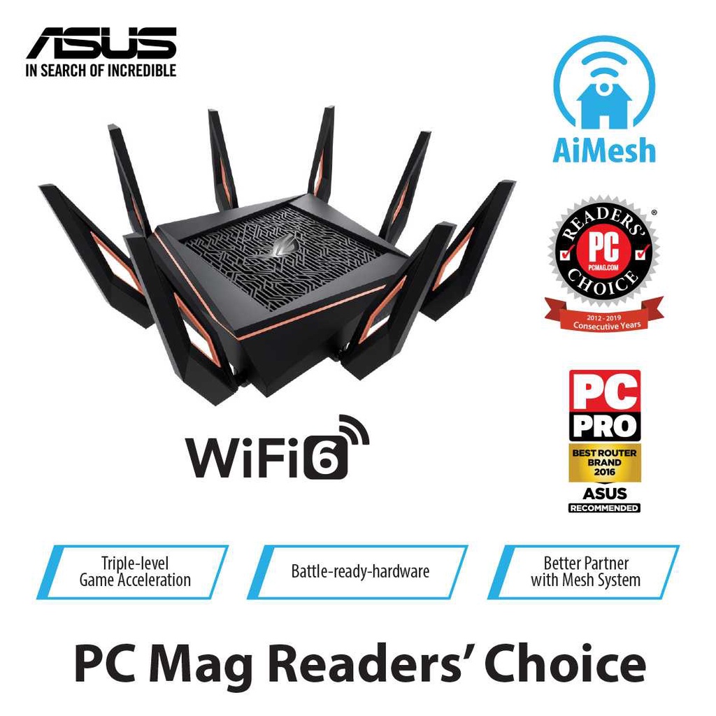 Router Asus ROG Rapture GT-AX11000 Tri-Band PS5 Gigabit Gaming WiFi 6