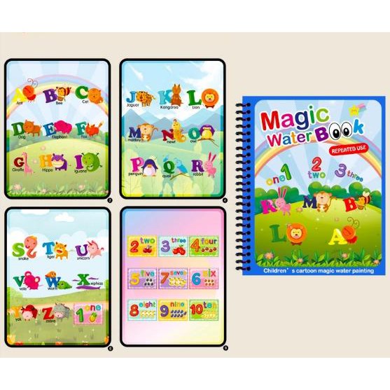 Magic Book Water Coloring Buku Mewarnai Doodle Book Reuseable Pena Air