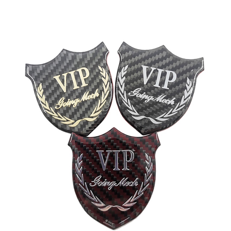 1pc Stiker Emblem Logo VIP MOTORS Bahan Karbon Fiber Untuk Dekorasi Jendela Samping Mobil