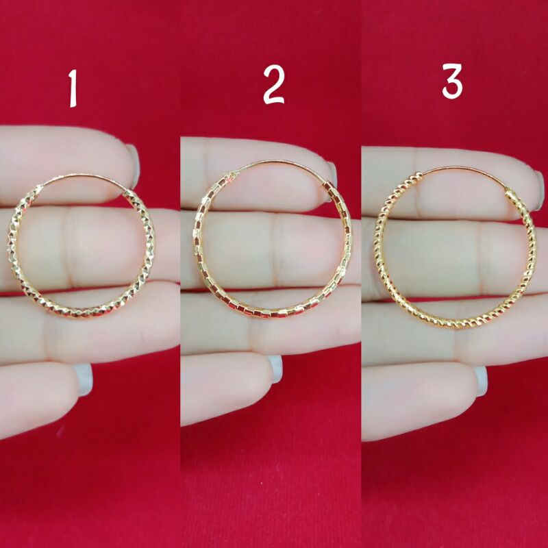 ANTING BULAT BESAR LAPIS EMAS 18K