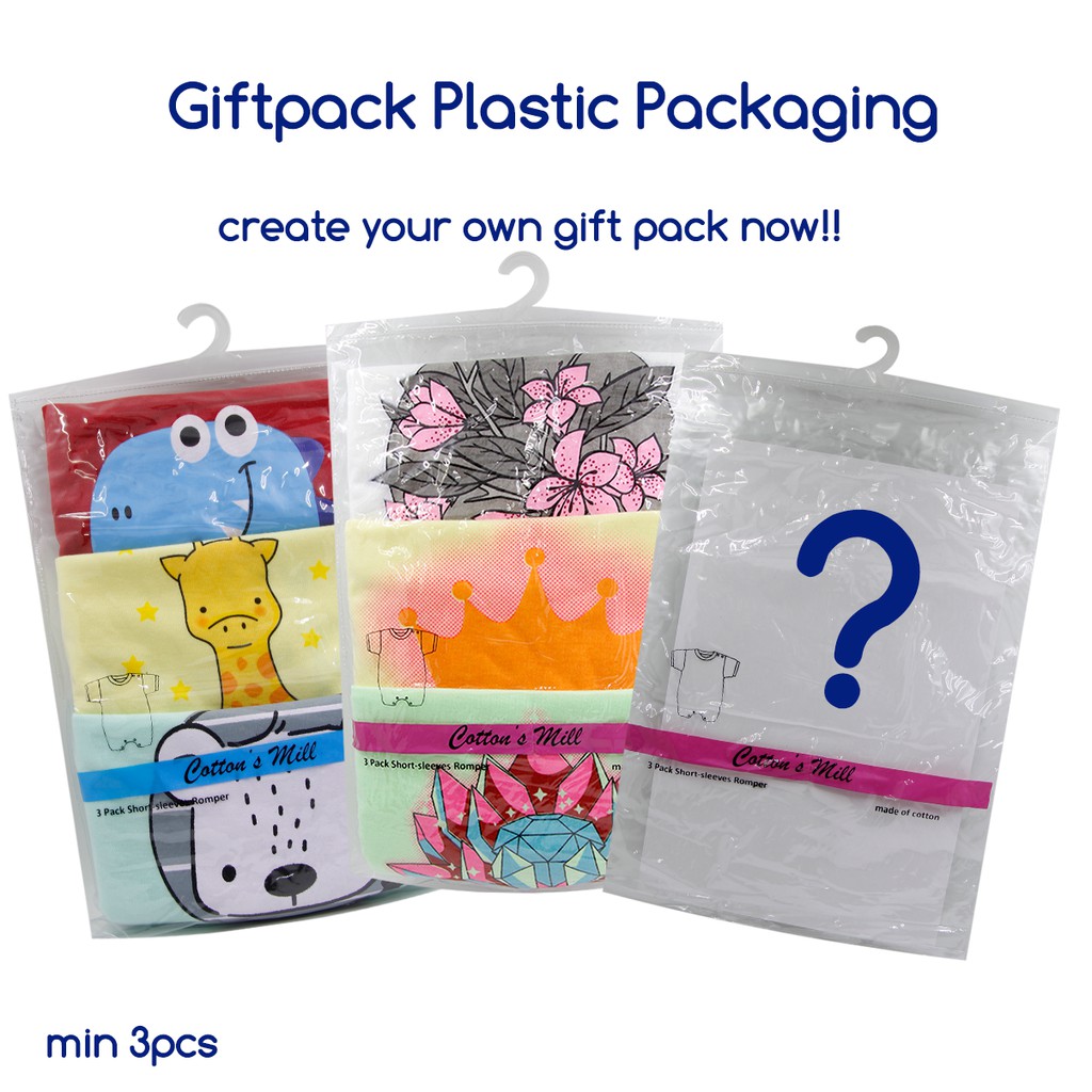 Plastic romper motif Giftpack (untuk kado)   3pcs romper motif