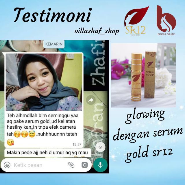 GOLD SERUM SR12 [GRATIS POUCH] / SERUM ANTIAGING KULIT KENCANG CERAH ELASTIS KENYAL &amp; GLOWING BPOM