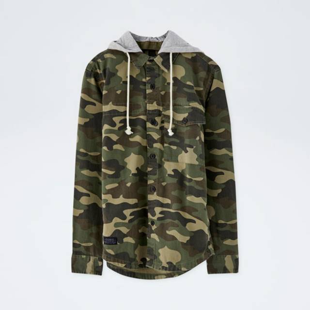 PULL&BEAR Twill Overshirt with detachable hood