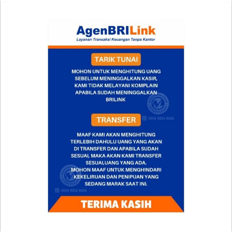 

STIKER BRILINK PENGUMUMAN TARIK TUNAI 20x30cm