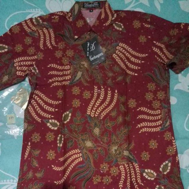 Odza Kemeja Batik Lengan Pendek Baju Sogan Hem Pria Slim Fit Batik Fashion Terkini Modern Swarit