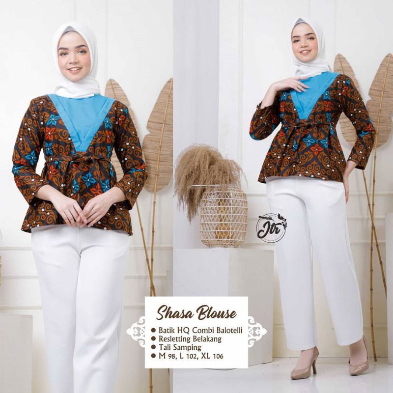 tey-17 Batik Wanita ASJ SA HRB026 Kenogo Kemeja Tosca Pendek-Model 5