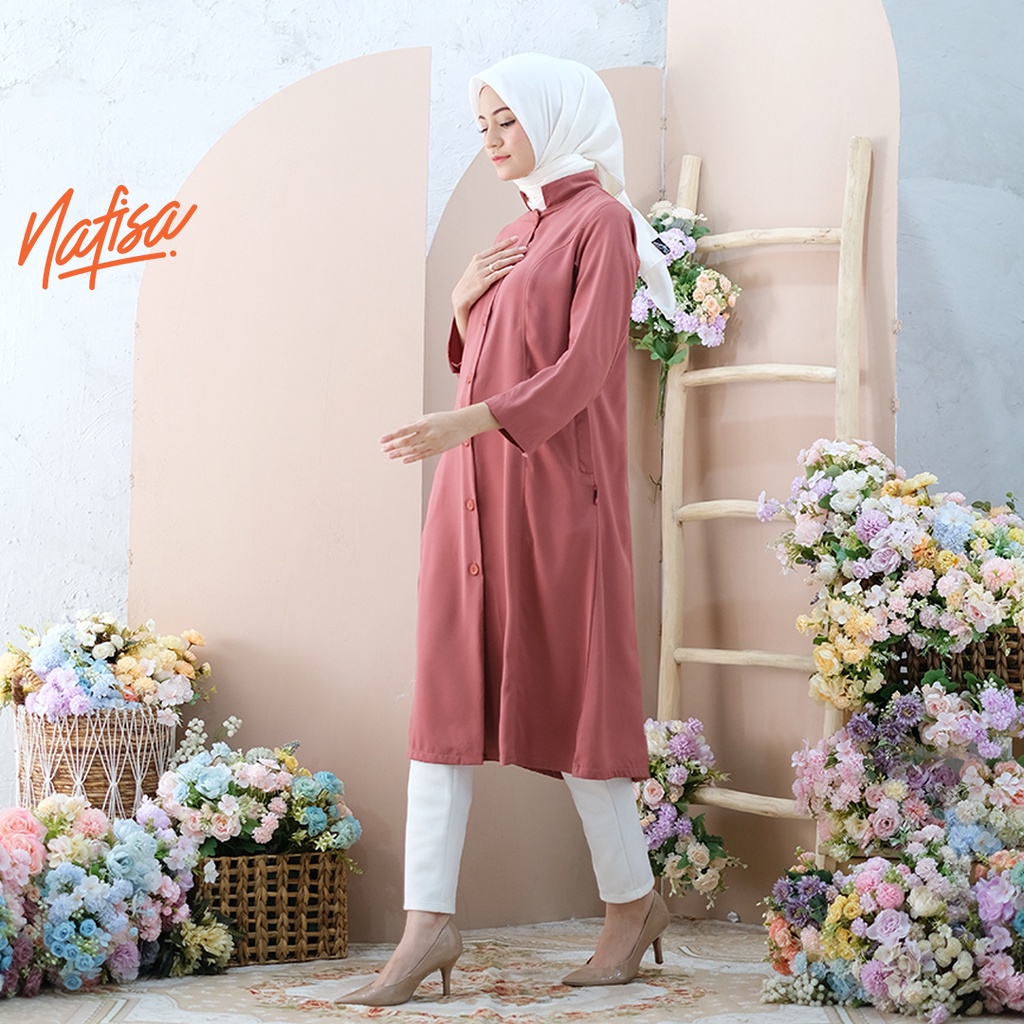 Tunik Panjang Wanita Nafisa AMASYA Outer Muslimah Premium Blouse Tunik Polos