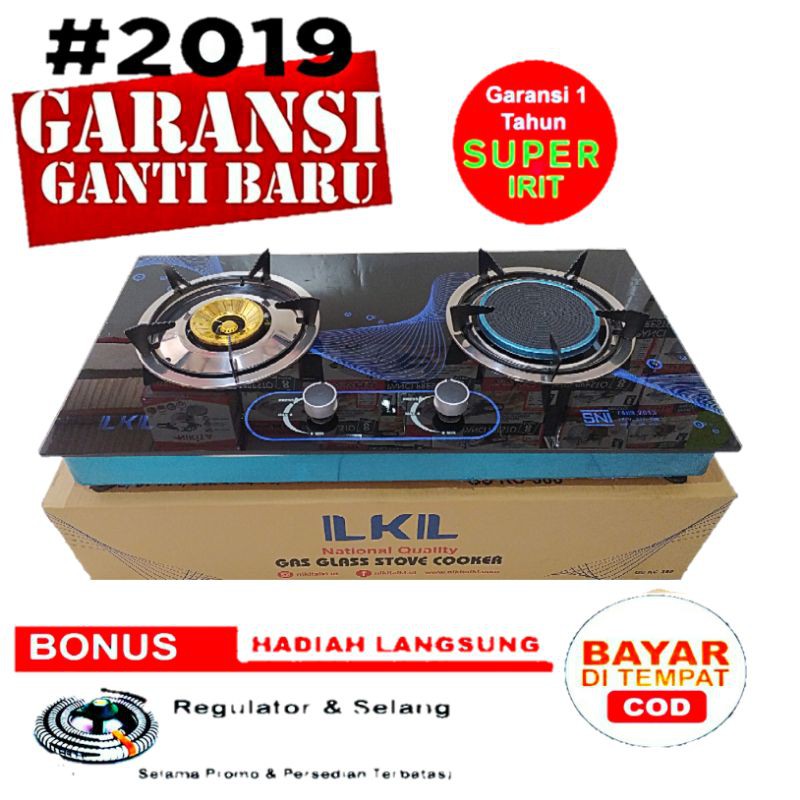 LKL Kompor Tanam 2 Tungku Mix Bara Infrared Dan Tornado Kaca Temperedglas Anti Pecah