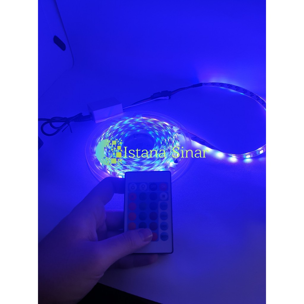 Lampu led strip RGB warna warni 5 METER komplit set adaptor remote