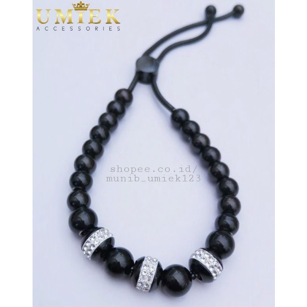 Gelang Serut Titanium hitam black diamond cewek wanita cewe perempuan asli original ori anti karat
