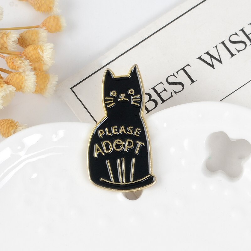 Bros Pin Enamel Desain Kartun Kucing Hitam Untuk Hadiah Anak