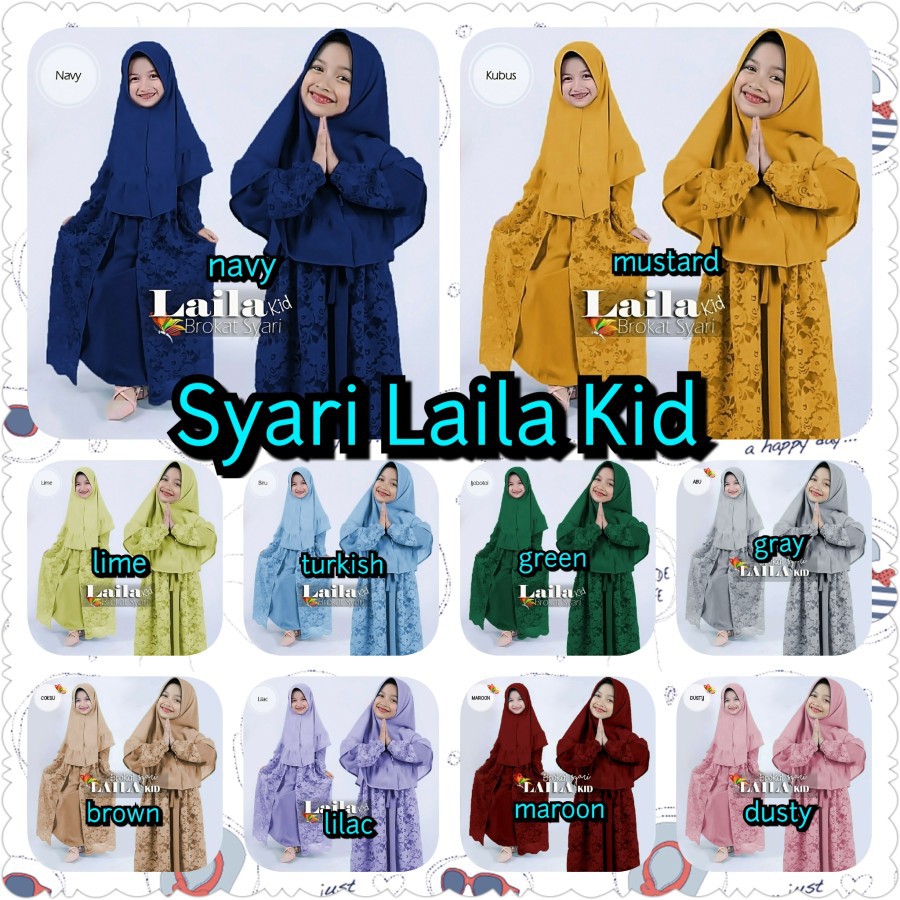MTF Gamis Syari Baju Muslim Anak Perempuan Umur 8 - 11 Tahun Syari Laila