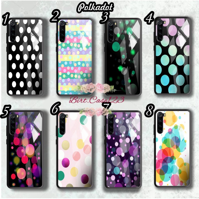 back case glass POLKADOT Realme C1 C2 C3 U1 2 2 Pro 3 Pro 5 5i 5s Pro 6 Pro X Xt C11 C15 C12 BC1649