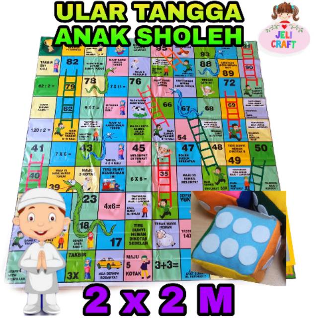 ULAR TANGGA JUMBO 2X2 DENGAN BANTAL DADU FLANEL ULAR TANGGA RAKSASA