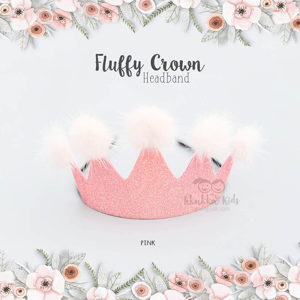 Fluffy Crown Hairband Bando Bayi Import Ala Korea Bando Mahkota Bayi