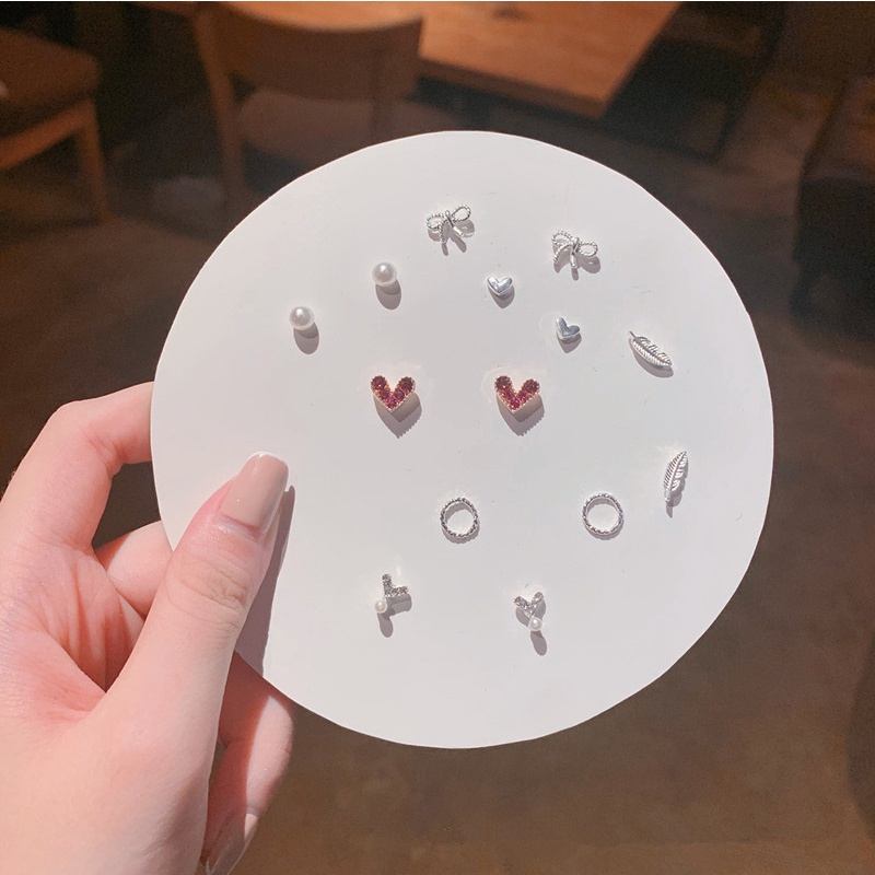 We Flower 7 Pairs S925 Silver Snowflake Butterfly Dolphin Stud Earrings Set for Women Girls Chic Ear Jewelry-18