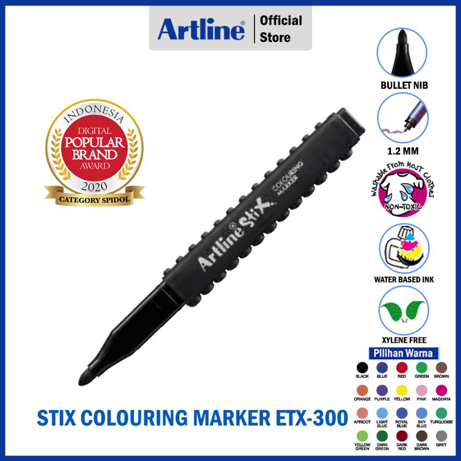 

SPIDOL ARTLINE NON PERMANENT STIX COLOURING MARKER ETX-300