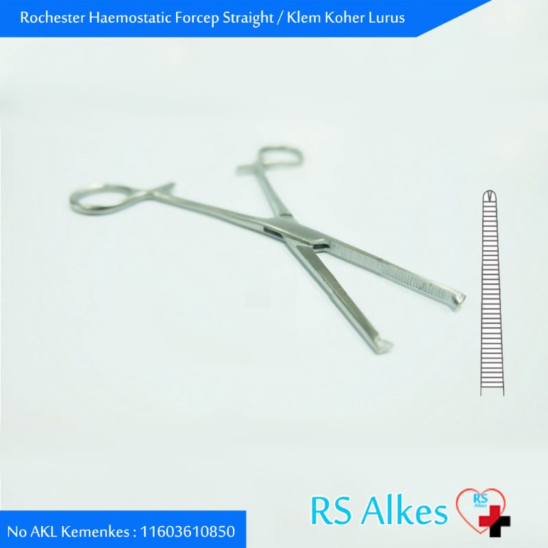 Klem Koher Lurus Kocher Haemostatic Forcep Straight Rochester Ochsner