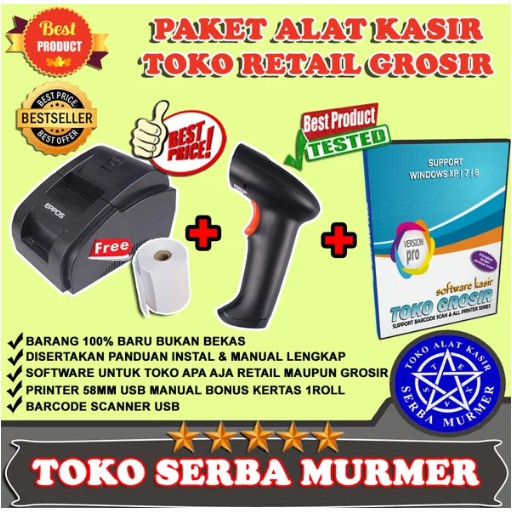 paket alat kasir toko grosir pinter barcode scanner software minimarket swalayan