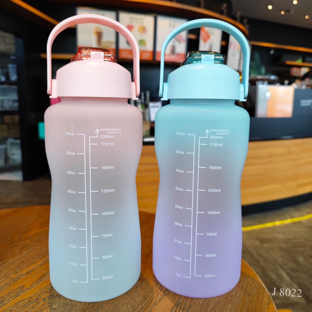 BOTOL MINUM GRADASI  RAINBOW REMINDER BOTTLE J 8022