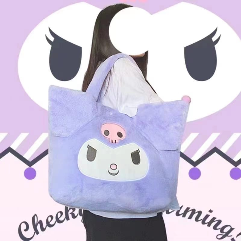 Tas Tote Bag Melody Kuromi Cinnamoroll Bahan Plush