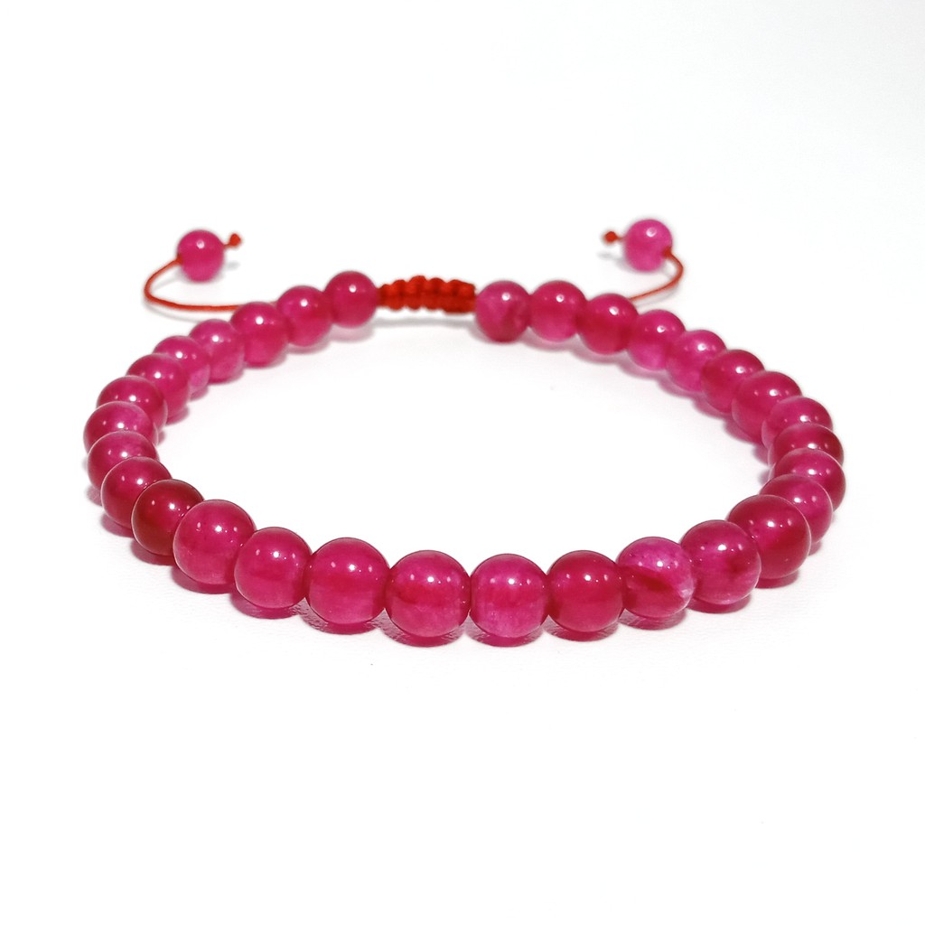 GELANG BATU GIOK PINK 6 MM MODEL TALI SHAMBALA