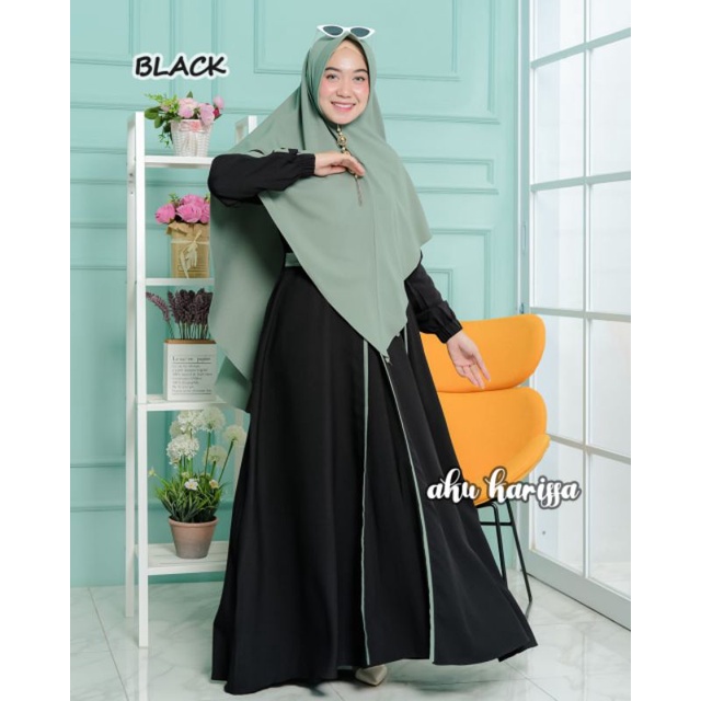 READY HANIZA SET SYAR'I AKU KARISSA//GAMIS BEST SELLER-Black