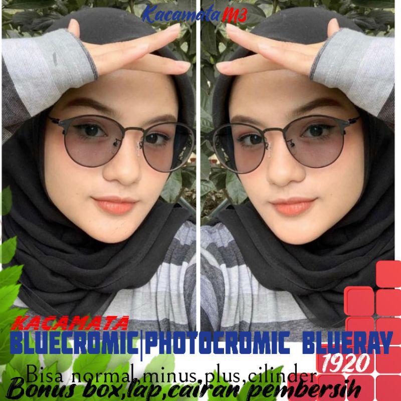 kacamata lensa bluecromic atau photocromic blueray bisa normal minus plus cilinder tergantung permintaan sampai minus 5 cyl 2 harga masih sama tulis saja pesanan kaka di catatan saat order free box lap cairan pembersih kode 1920 size 51-18-142