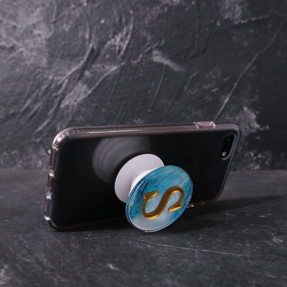 Pops HP Initial Pop Marble | Griptok Akrilik Custom | Pegangan HP | Stand HP