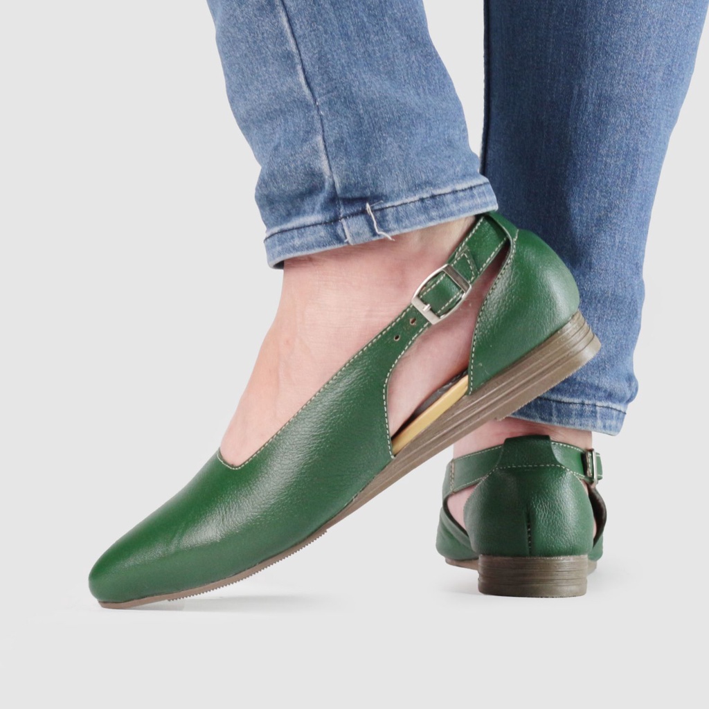 Geovani Sepatu Wanita Flatshoes Kulit Hijau Audrey
