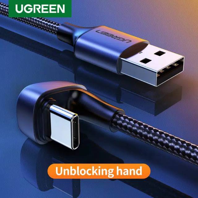 UGREEN Type C Kabel Data Charger 3A Braided Super Speed Bentuk U 1Meter