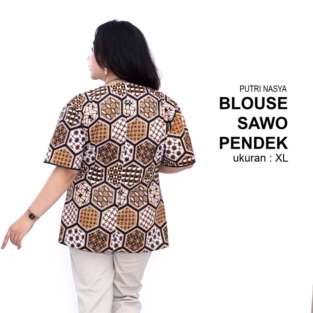 Blouse Big Size Wanita Atasan Batik Jumbo L-XL-2L-3L-4L-5L-6L-7L Model Blus Jumbo Kerja Batik / Atasan Kantor Big Size Kantor Wanita