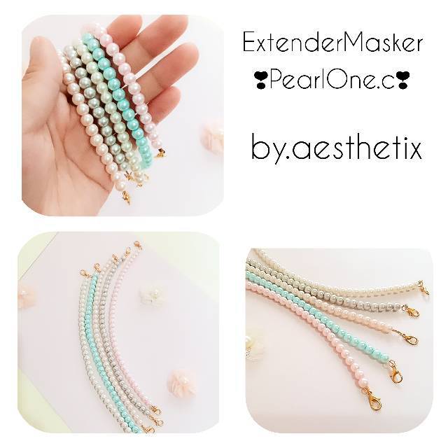 Konektor masker hijab Bandung/ konektor mutiara / Penyambung masker hijab/ Pengait masker lucu/ Tali