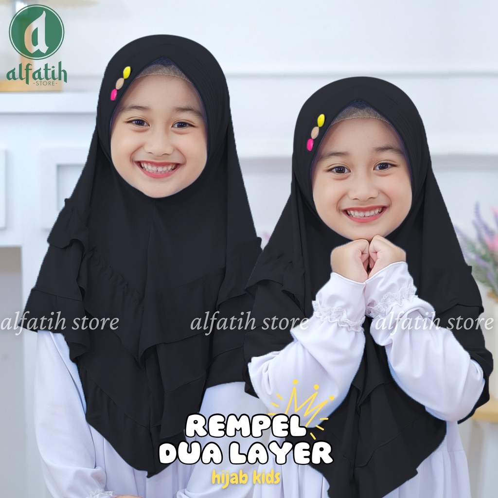 ALFATIH STORE / Jilbab Anak Rempel 2 layer / Kancing 3 Jersey / Jilbab Anak Murah teni