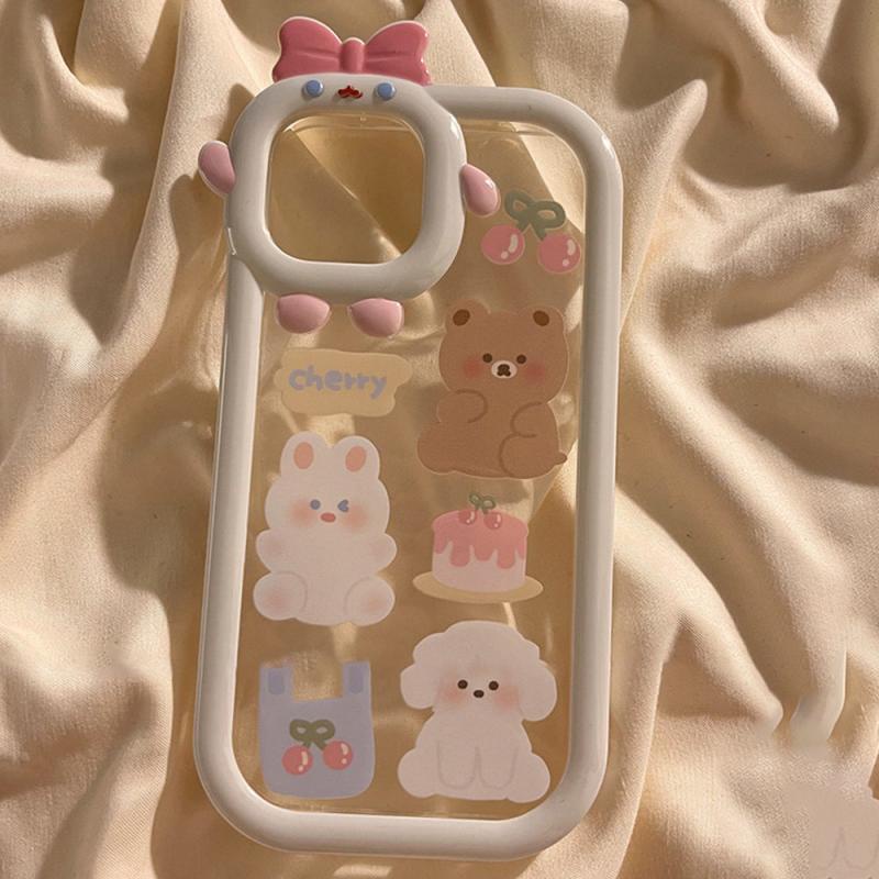 Case Samsung A14 A04 A13 A12 A53 A52 A03 A50 A04E A50s A52s A51 A32 A04s A30s A03s A22 A23 A31 A21s A73 A02s A11 A71 A53 3D Bow Little Monster Lensa Beruang Cherry Lucu Puppy Soft Case