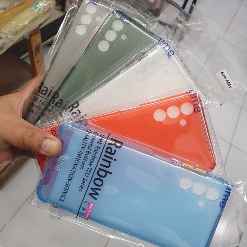 SAMSUNG A04S Silikon Case Ume Rainbow Crack Shockproof Button Color