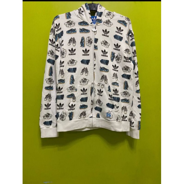 Hoodie Zip Adidas TREFOIL FULL PRINT SECOND THRIFT PRELOVED