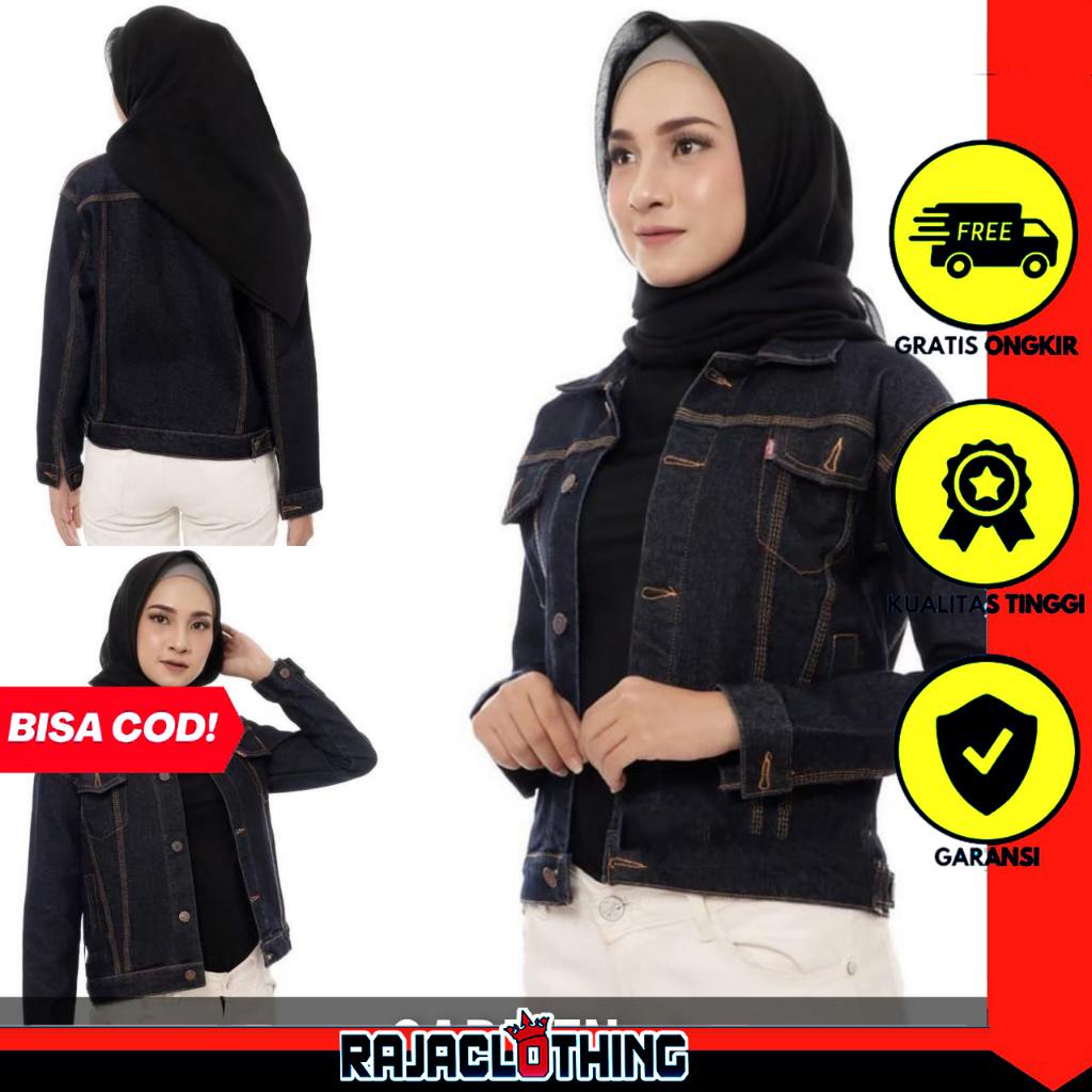 RCL - Jaket Jeans Cewek Garmen Oversize Jumbo Big size Bio Blitz Wash Biru Muda Tua