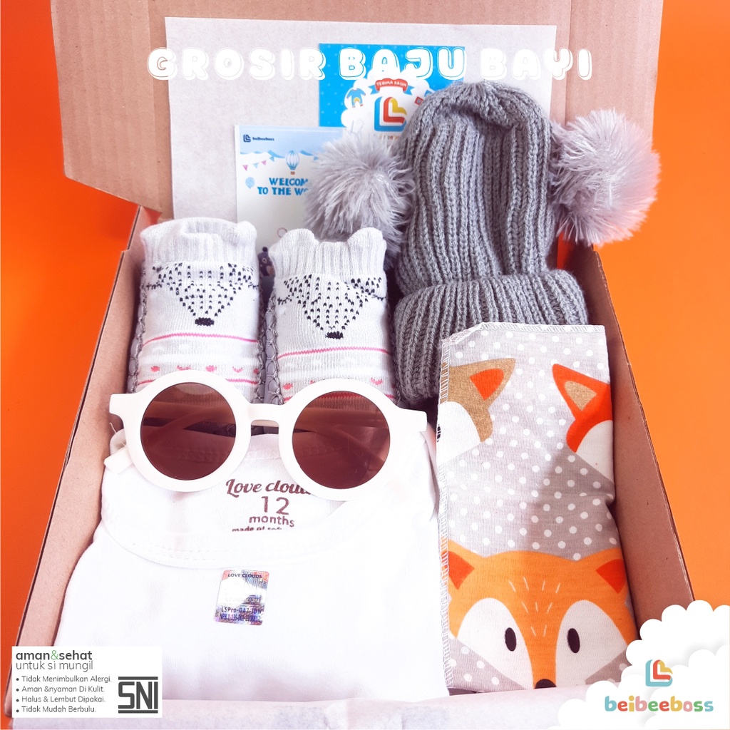 HAMPERS KADO BAYI LAKI LAKI DAN PEREMPUAN BABY GIFT-paket rain putih