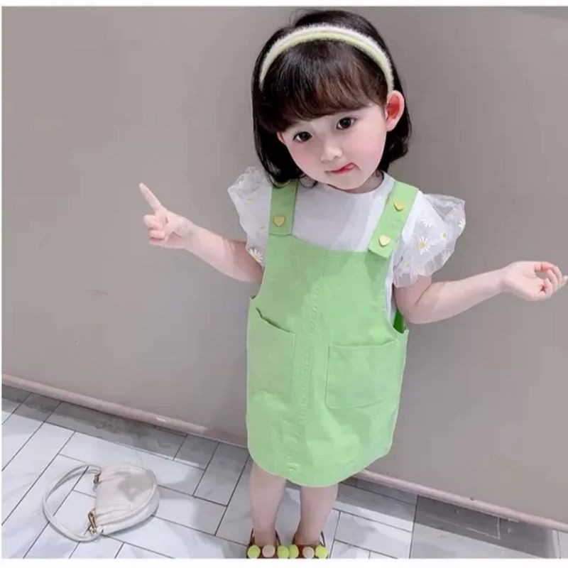 dress 2in1 lengan balon pendek