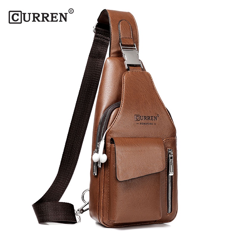 CURREN 9525 Tas Selempang Bahu Pria Kulit Premium CURRENOS