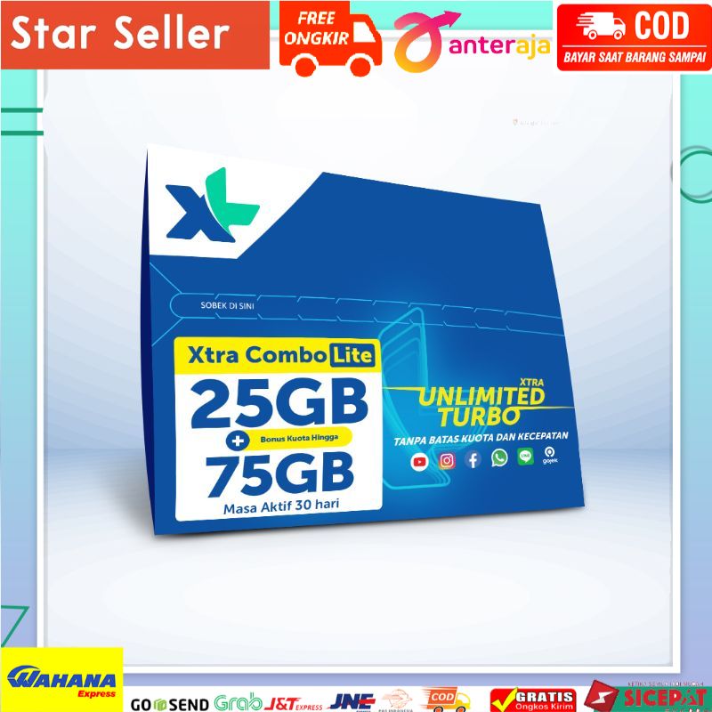 Kartu Perdana Xtra Combo Lite 25GB + Bonus hingga 75GB & Xtra Unlimited Turbo SUPER + MOVIE