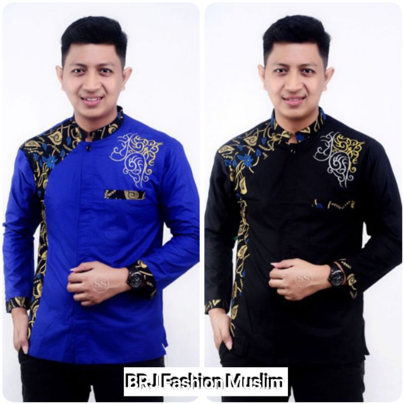 0Koko Batik Fashion Muslim Kombinasi C07 Al Haramain Hijau M/L/XL Dewasa