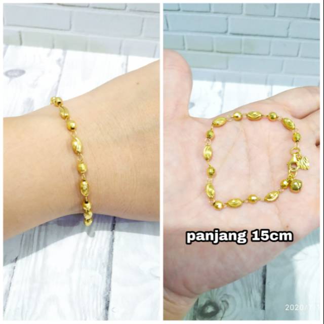 GELANG TANGAN TABUNG UKIR GOLD PERAK ASLI S925 CC981